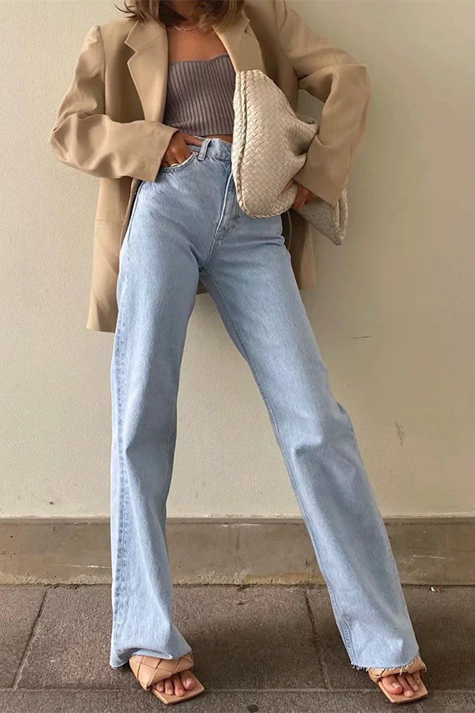 High-Waist Wide-Leg-Jeans mit Slouch-Optik