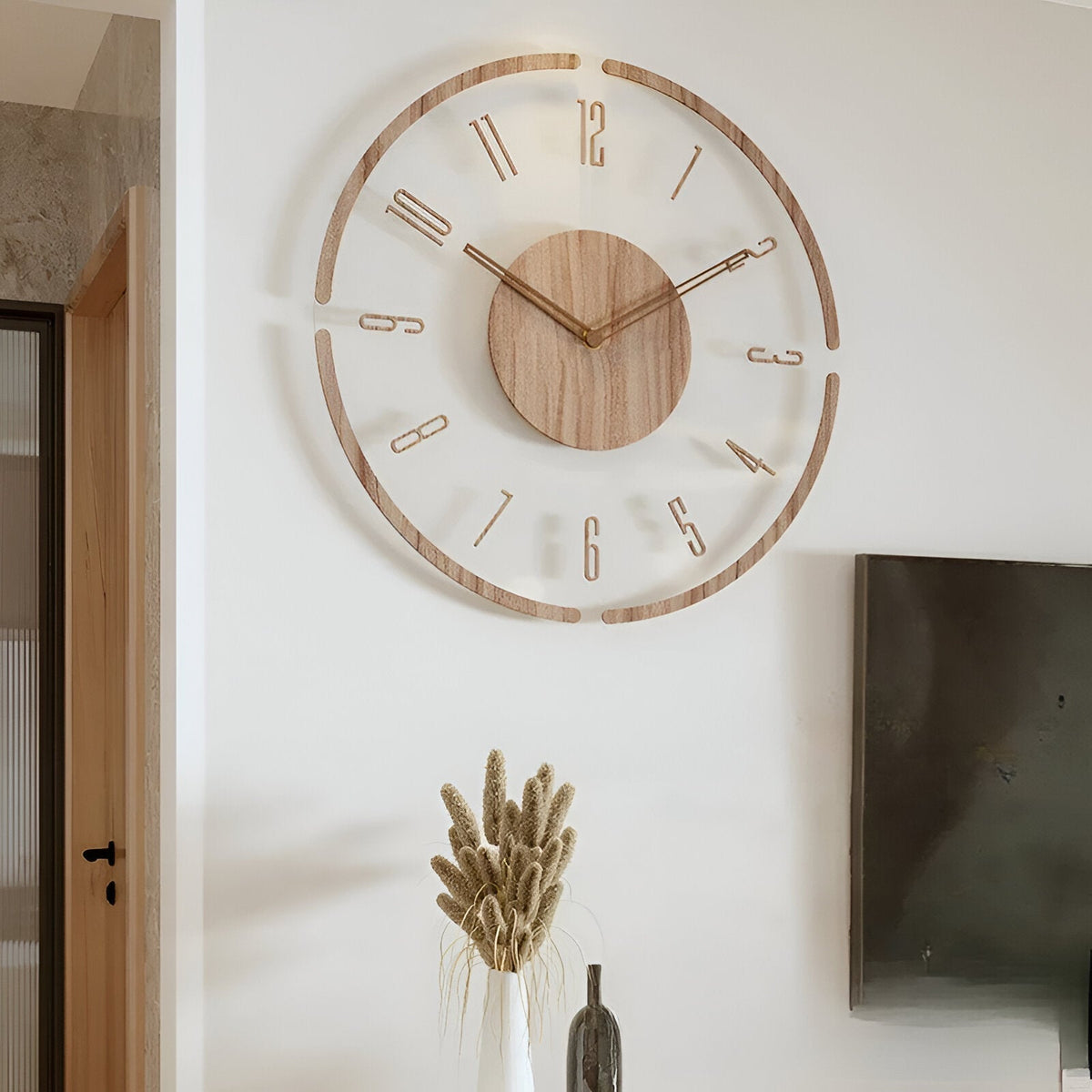 ClearWood Stille Wanduhr – Zeitgemäßes Holz- sowie Acryl-Design