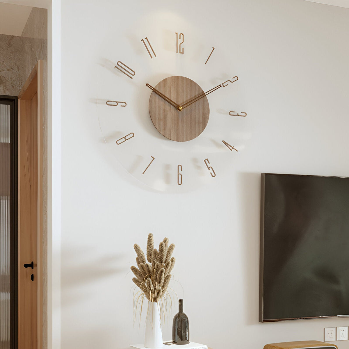 ClearWood Stille Wanduhr – Zeitgemäßes Holz- sowie Acryl-Design