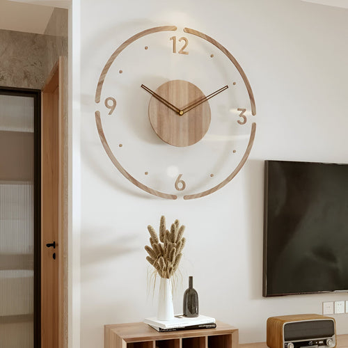 ClearWood Stille Wanduhr – Zeitgemäßes Holz- sowie Acryl-Design