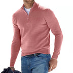 Klassischer Zip-Up Strickpullover: Bequeme Herren-Essential