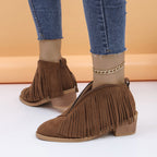 Stiefel aus Wildleder im Vintage-Look mit Fransen