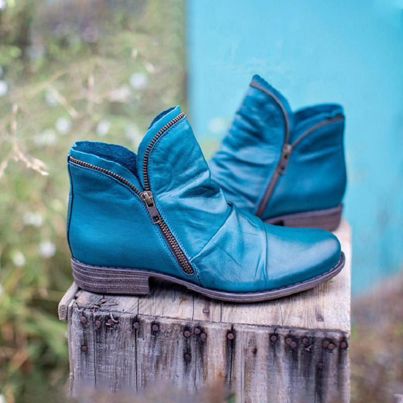 Stiefeletten mit Reißverschluss und Falten