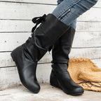 Wadenhohe Stiefel mit runder Zehenpartie