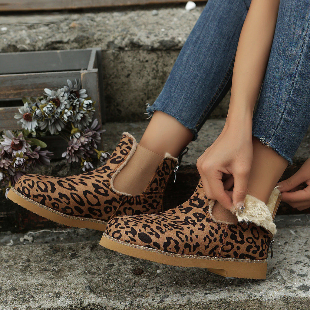 Stiefeletten im Leoparden-Print gefüttert