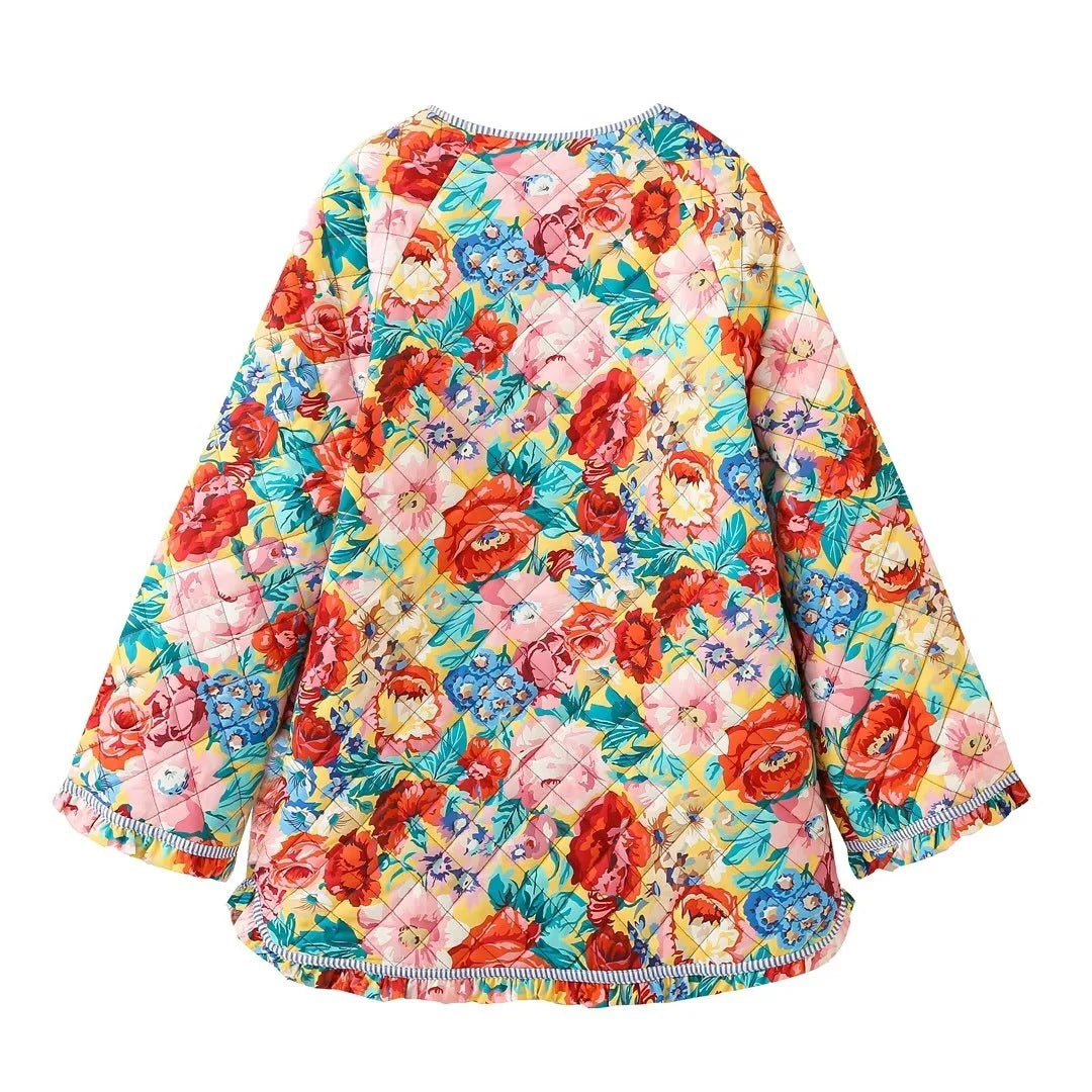 Steppjacke mit Blumenmuster und Patchwork