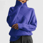 Damen Rollkragenpullover mit geometrischem Strickmuster