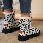 Wadenhohe Stiefel im Leoparden-Print
