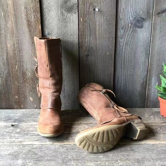 Stiefel im Vintage-Look mit Reißverschluss