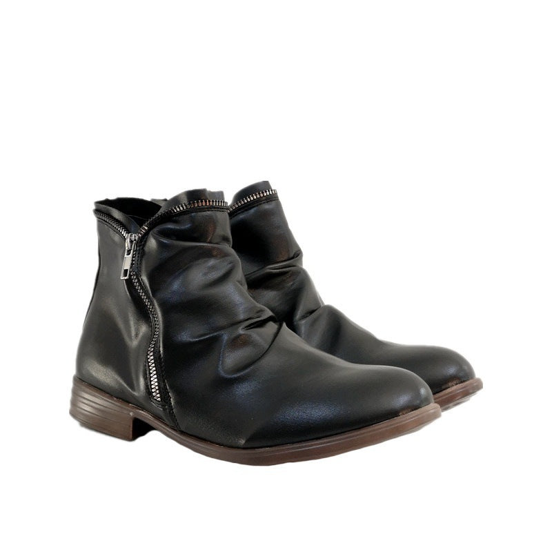 Stiefeletten mit Reißverschluss und Falten