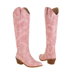 Kniehohe Stiefel mit Stickerei