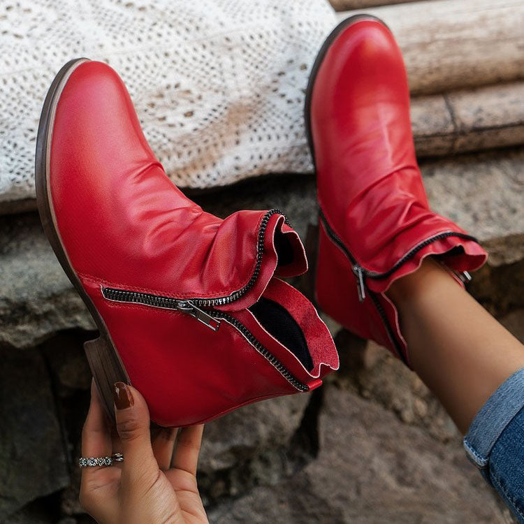 Stiefeletten mit Reißverschluss und Falten