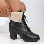 Stiefel aus Wildleder im Vintage-Look mit Schnürung, Blockabsatz und runder Zehenpartie