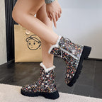 Wadenhohe Stiefel im Leoparden-Print