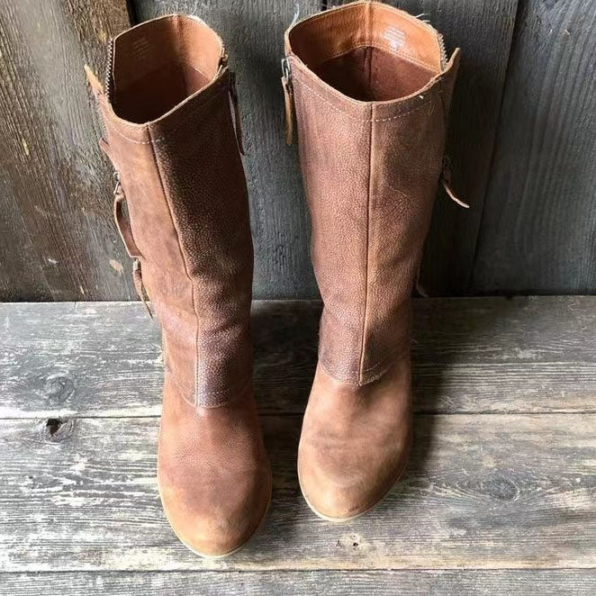 Stiefel im Vintage-Look mit Reißverschluss