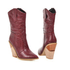 Cowboystiefel in Lederoptik mit Keilabsatz