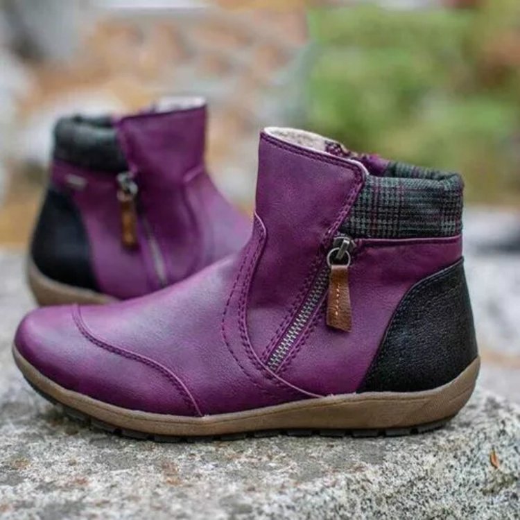 Stiefeletten im Vintage-Look mit Reißverschluss – Lila