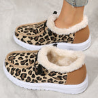 Schuhe im Leoparden-Print gefüttert mit flachem Absatz