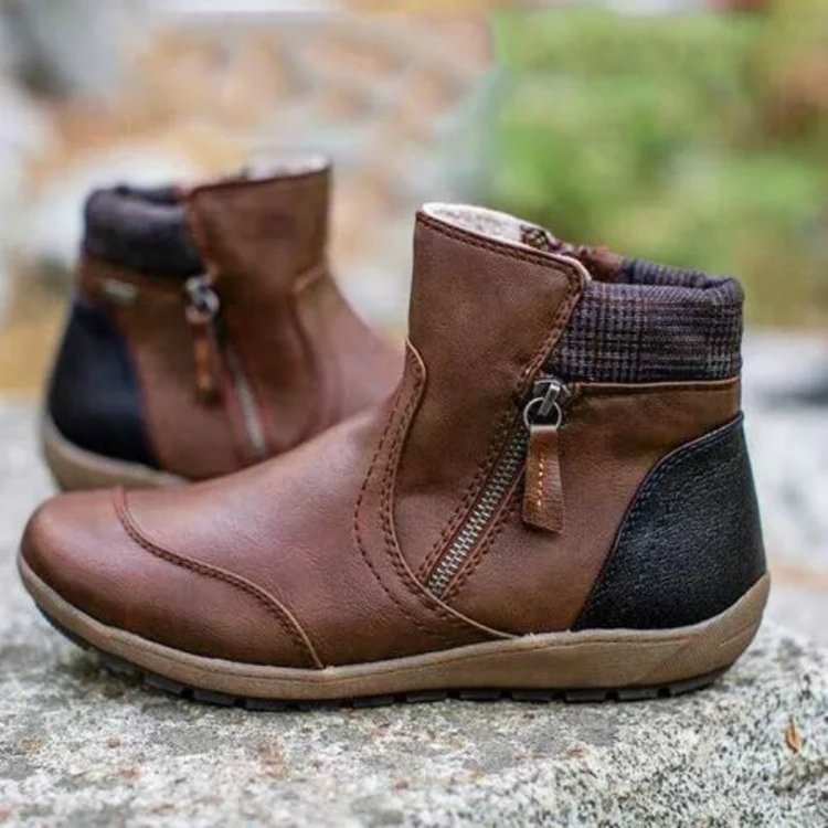 Stiefeletten im Vintage-Look mit Reißverschluss – Lila