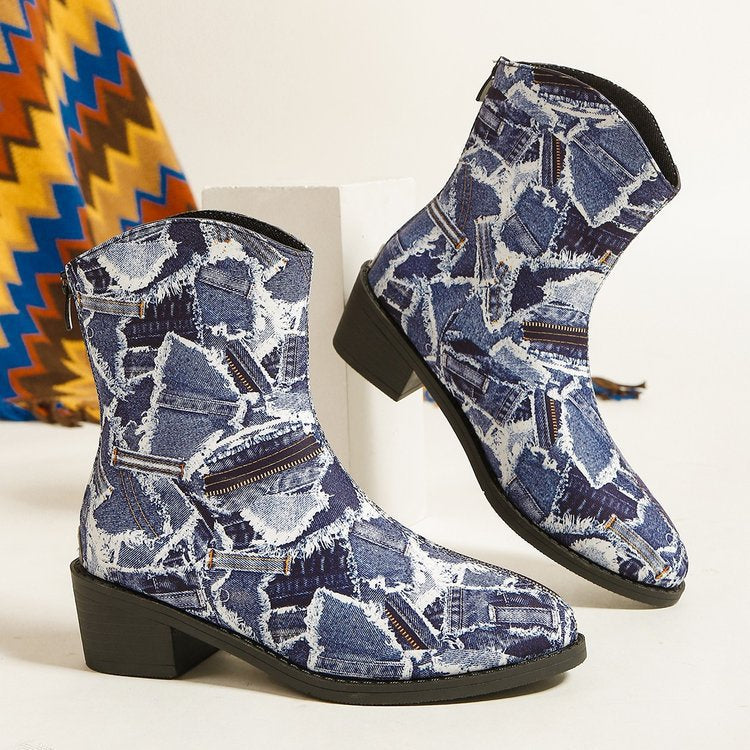 Stiefeletten in Denim-Optik