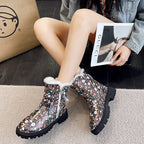 Wadenhohe Stiefel im Leoparden-Print