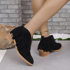 Stiefel aus Wildleder im Vintage-Look mit Fransen