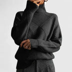 Damen Rollkragenpullover mit geometrischem Strickmuster