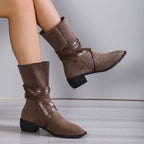Cowboystiefel mit Schnürung und spitzer Zehenpartie