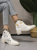 Chelsea-Boots in Schlangen-Optik mit Stickerei
