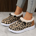Schuhe im Leoparden-Print gefüttert mit flachem Absatz