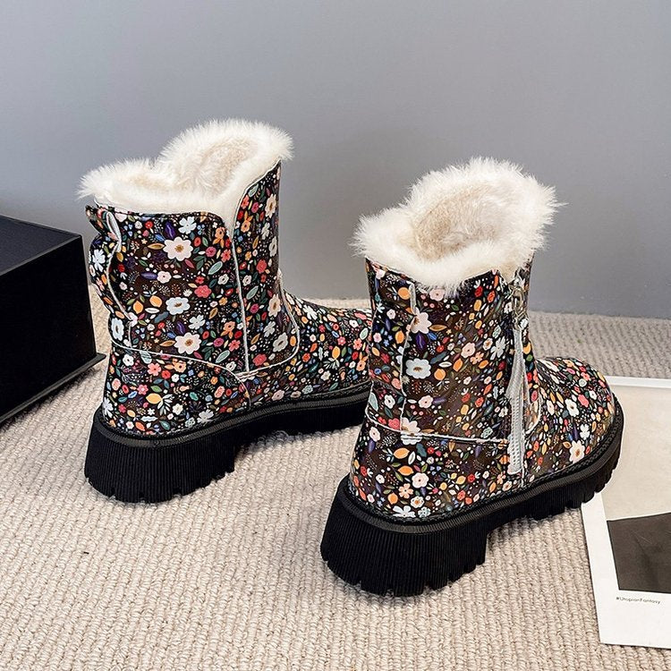 Wadenhohe Stiefel im Leoparden-Print