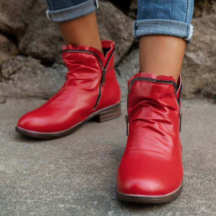 Stiefeletten mit Reißverschluss und Falten