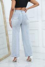 Mid-Rise Baggy-Jeans mit Used-Look