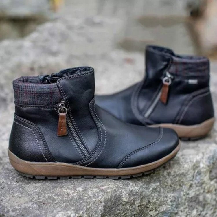 Stiefeletten im Vintage-Look mit Reißverschluss – Lila