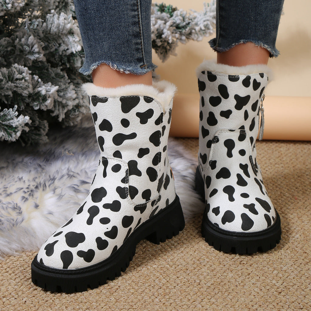 Wadenhohe Stiefel im Leoparden-Print