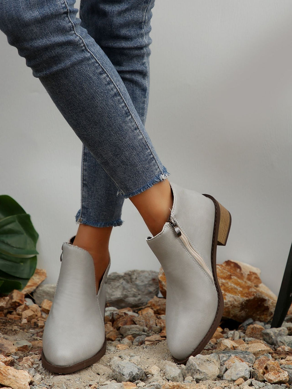 Chelsea-Boots mit Reißverschluss und Blockabsatz