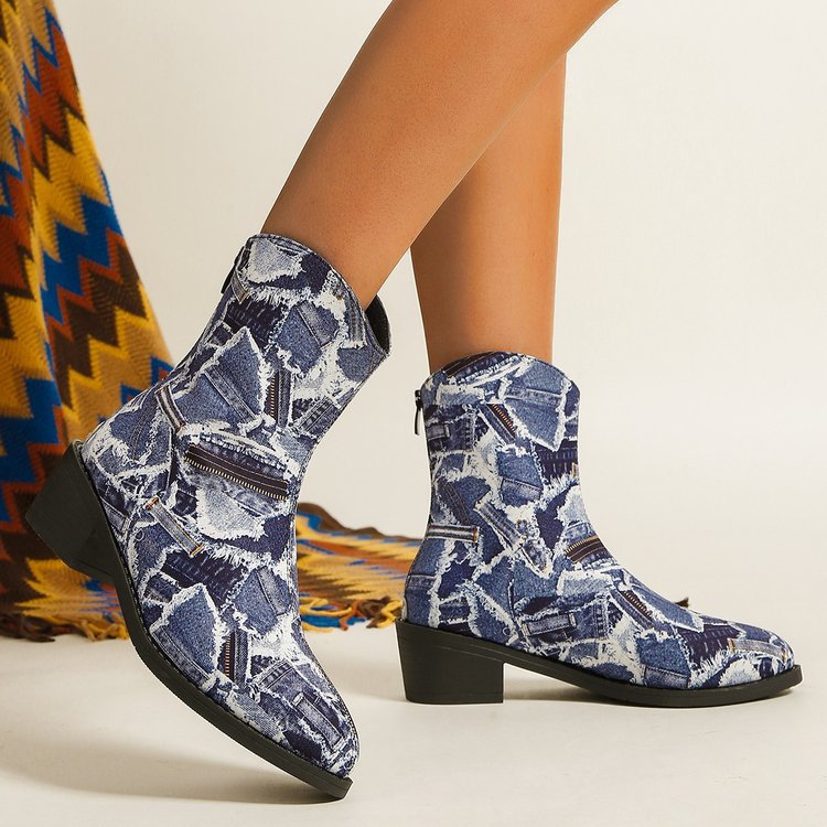 Stiefeletten in Denim-Optik