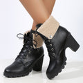 Stiefel aus Wildleder im Vintage-Look mit Schnürung, Blockabsatz und runder Zehenpartie
