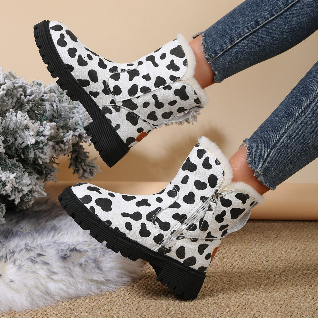Wadenhohe Stiefel im Leoparden-Print