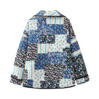 Jacke mit Blumenmuster, Patchwork und Reverskragen