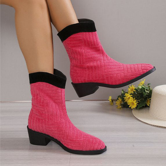 Wadenhohe Stiefel gefüttert – Rosa