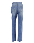 High-Waist Straight-Leg-Jeans mit ausgefranstem Saum