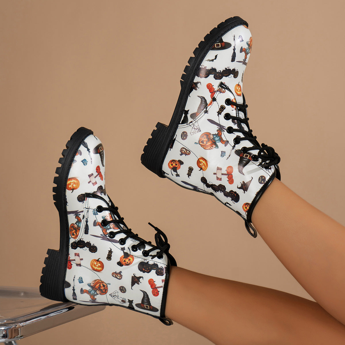 Schnürstiefel für Damen – Weiß