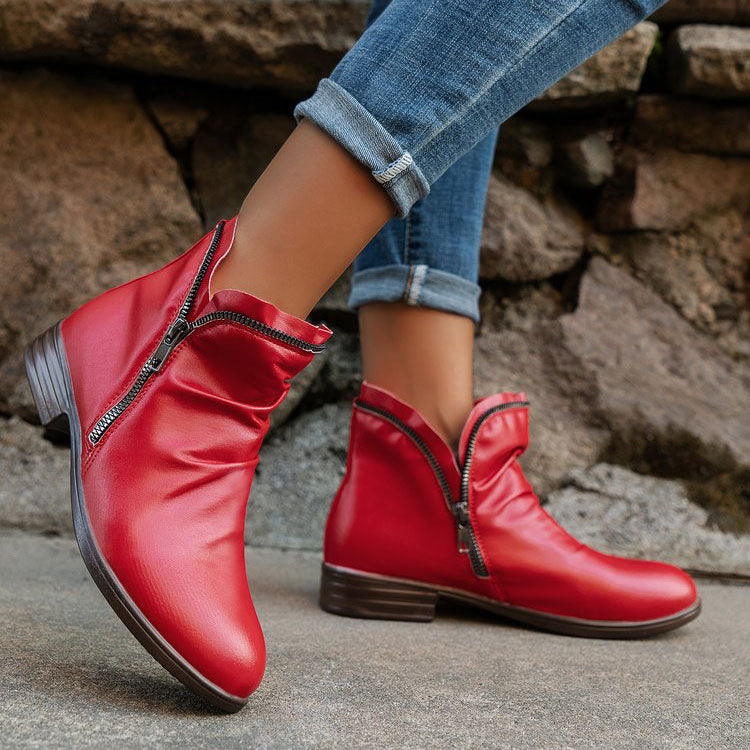 Stiefeletten mit Reißverschluss und Falten