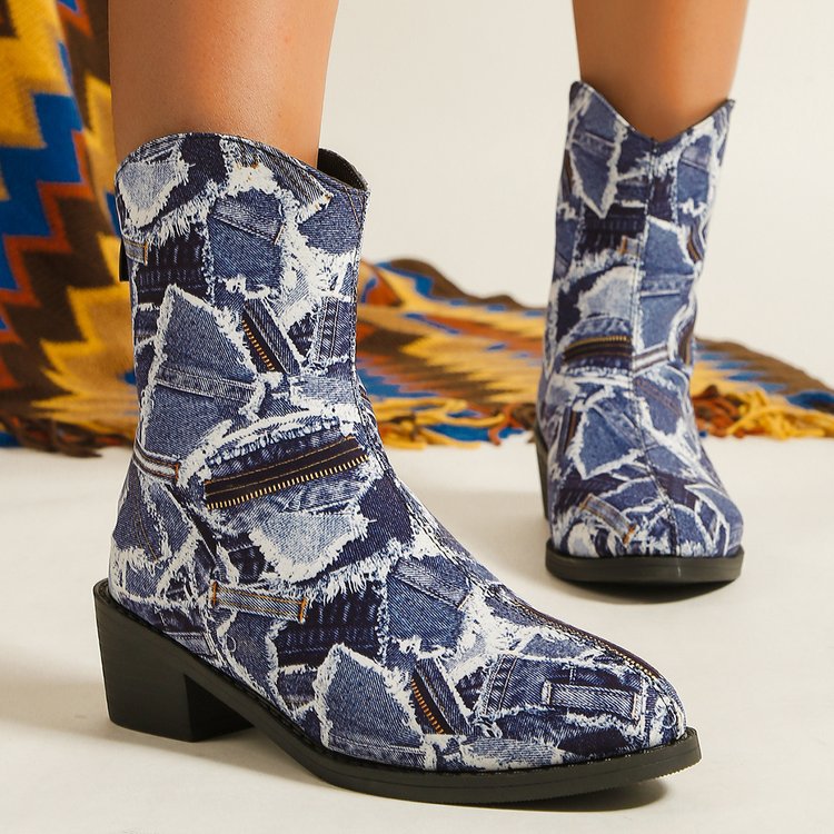 Stiefeletten in Denim-Optik