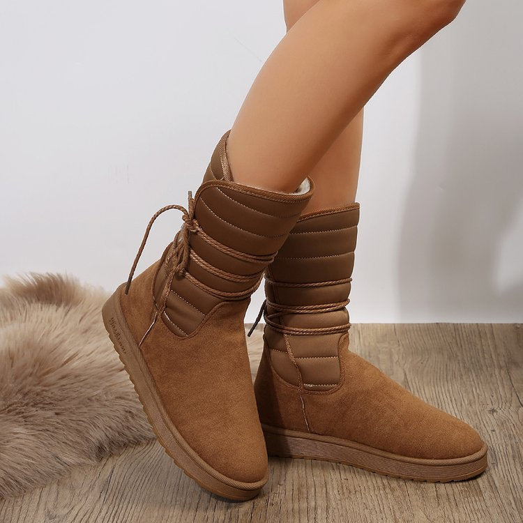 Wadenhohe Stiefel gefüttert mit Schnürung