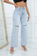 Mid-Rise Baggy-Jeans mit Used-Look