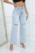 Mid-Rise Baggy-Jeans mit Used-Look