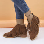 Stiefel aus Wildleder im Vintage-Look mit Fransen