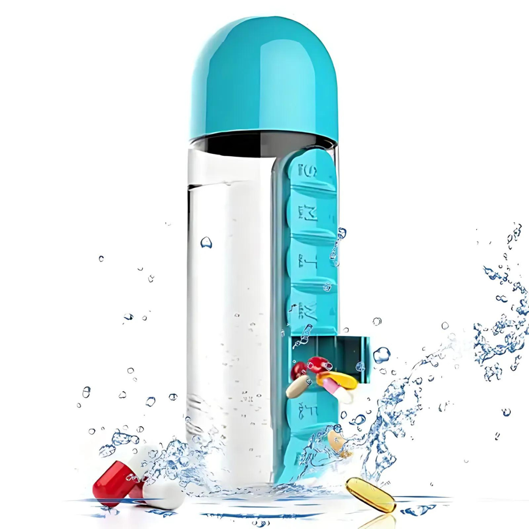 VitaBottle – Tragbare Wasserflasche inklusive integriertem Pillenfach